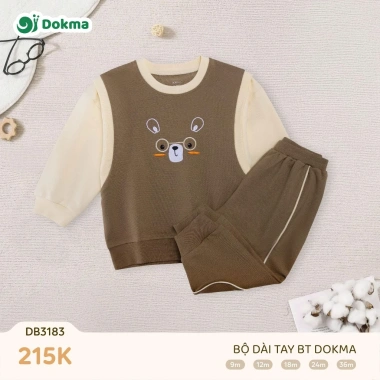 Bộ dài tay bo gấu cho bé trai Dokma size 6-36M 8-13kg - Giá ưu đãi 169k