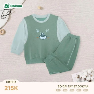 Bộ dài tay bo gấu cho bé trai Dokma size 6-36M 8-13kg - Giá ưu đãi 169k