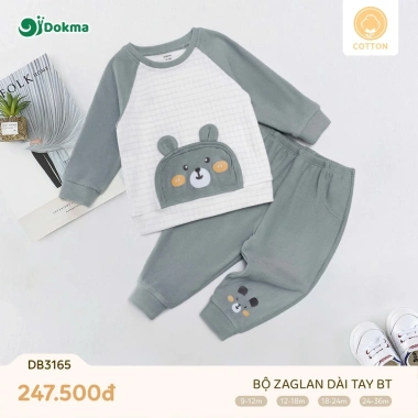 Bộ dài tay bo gấu cho bé trai Dokma size 6-36M 8-13kg - Giá ưu đãi 169k 9 Bộ dài tay bo gấu cho bé trai Dokma size 6-36M 8-13kg - Giá ưu đãi 169k 9