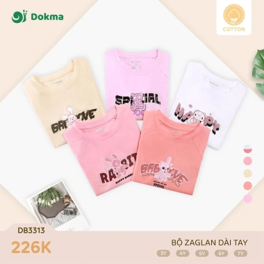 Bộ dài tay cotton Dokma bé trai và gái 3-7 tuổi 13-25kg – Giá chỉ 209.000đ