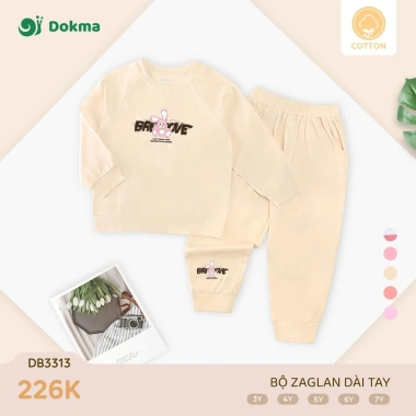 Bộ dài tay cotton Dokma bé trai và gái 3-7 tuổi 13-25kg – Giá chỉ 209.000đ