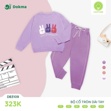 Bộ Dài Tay Cotton Dokma cho Bé 22‑42kg, 5 mẫu DB3.264‑DB3.109, Giá 269.000₫ 5