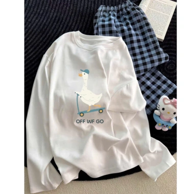 Bộ dài tay nữ MENINA chất xược mặc nhà, áo thun tay dài + quần caro thời trang - siêu mềm, giảm giá chỉ 219.000₫ 7