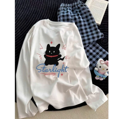 Bộ dài tay nữ MENINA chất xược mặc nhà, áo thun tay dài + quần caro thời trang - siêu mềm, giảm giá chỉ 219.000₫ 8