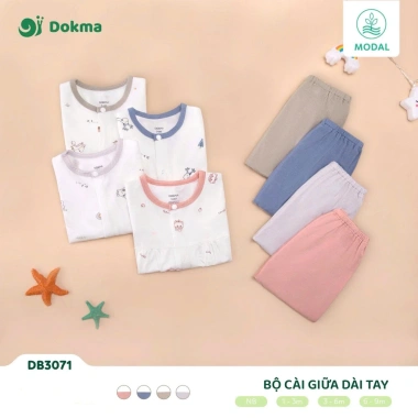 Bộ Dài Tay Sơ Sinh Dokma (2,8-9kg) - Siêu Nhẹ, Đa Kích Thước, Giá Giảm 145.000 VND