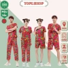 Bộ dài thu đông khăn bàn công hoa lan, mạc du xuân, hoa văn lá - Đùi short G 69k