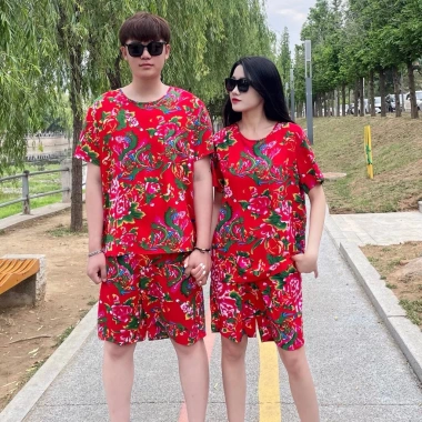 Bộ dài thu đông khăn bàn công hoa lan, mạc du xuân, hoa văn lá - Đùi short G 69k 3