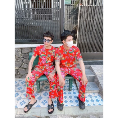 Bộ dài thu đông khăn bàn công hoa lan, mạc du xuân, hoa văn lá - Đùi short G 69k 6
