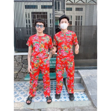 Bộ dài thu đông khăn bàn công hoa lan, mạc du xuân, hoa văn lá - Đùi short G 69k 10