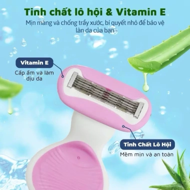Bộ Dao Cạo Nữ Bikini Teemoon 5 Lưỡi và Vitamin E - Siêu Mỏng, Giá 90k Khuyến Mãi 2 Bộ Dao Cạo Nữ Bikini Teemoon 5 Lưỡi và Vitamin E - Siêu Mỏng, Giá 90k Khuyến Mãi 2