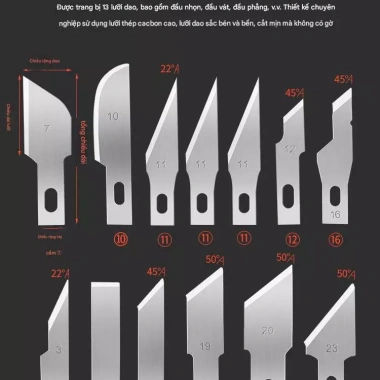 Bộ dao đa năng 14in1 tách kính lưng, khắc nghệ thuật – Giá 55.000₫ (giảm từ 69.300₫)