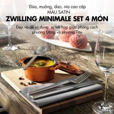 Bộ dao, đũa, muỗng, nĩa, thìa cà phê Zwilling Minimale satin 4pcs - Giá ưu đãi 489.000₫ 2 Bộ dao, đũa, muỗng, nĩa, thìa cà phê Zwilling Minimale satin 4pcs - Giá ưu đãi 489.000₫ 2