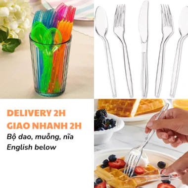 Bộ dao muỗng nĩa nhựa đa mẫu CCH50 12 chiếc nhẹ bền, giá chỉ 6.300 VND