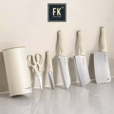 Bộ dao nhà bếp cao cấp 7 món + ống đựng xinh, công nghệ chống gỉ - Giá chỉ 399.000 VND