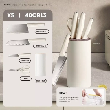 Bộ dao nhà bếp cao cấp 7 món + ống đựng xinh, công nghệ chống gỉ - Giá chỉ 399.000 VND