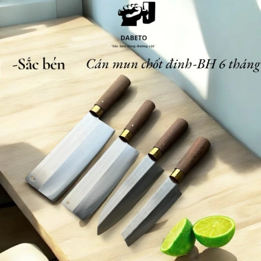 Bộ Dao Nhà Bếp DABETO - Mua 3 tặng 1, Thép Trắng kháng gỉ, độ cứng cao, cán gỗ mun chốt đinh - 236.700 VNĐ