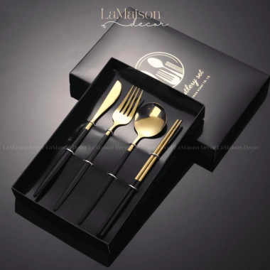 Bộ dao nĩa muỗng đũa 4 chi tiết đa năng nhiều màu kèm hộp quà tặng LaMaison Décor bảo hành 49.000₫