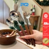 Bộ dao thìa dĩa gỗ tự nhiên inox 304 - dao bít tết, nĩa salad phong cách phương tây - 190k