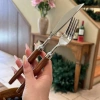 Bộ dao thìa dĩa gỗ tự nhiên inox 304 - dao bít tết, nĩa salad phong cách phương tây - 190k 5