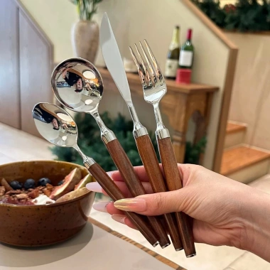 Bộ dao thìa dĩa gỗ tự nhiên inox 304 - dao bít tết, nĩa salad phong cách phương tây - 190k 7 Bộ dao thìa dĩa gỗ tự nhiên inox 304 - dao bít tết, nĩa salad phong cách phương tây - 190k 7
