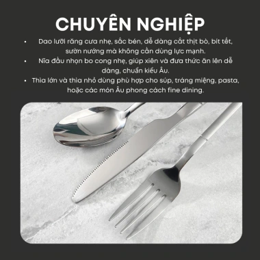 Bộ Dao Thìa Nĩa Inox 410 Cao Cấp - Dùng cho Món Âu, Bít Tết, Nhà hàng, Khách sạn, Tiệc Buffet, Giá chỉ 13.000đ