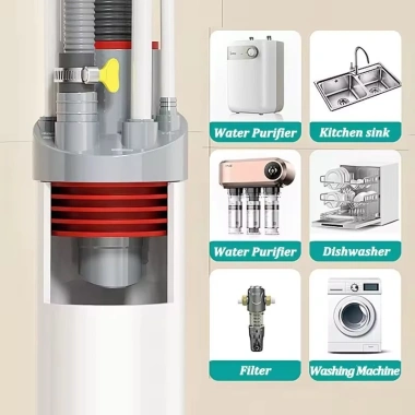 Bộ Đầu Nối Ống Thoát Nước 5 trong 1 Ngăn Mùi, Chống Côn Trùng, Chặn Nước Trào Ngược Bồn Rửa Bát 3
