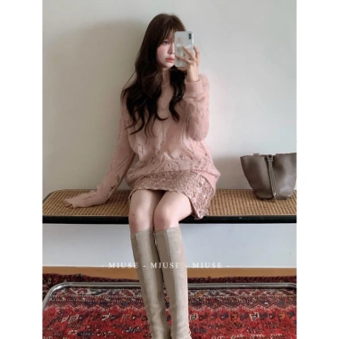 Bộ đầu thu Hàn Quốc 2 mảnh, váy kim sa lấp lánh, giảm giá hai mươi phần trăm nữ
