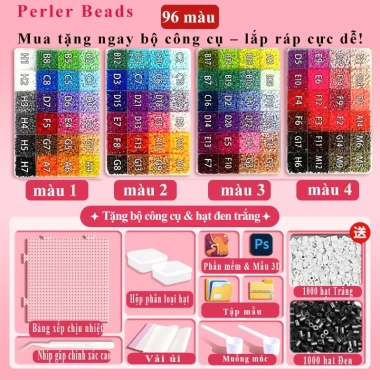 Bộ Đậu Xếp Hình DIY 96 Màu - Phát Triển Tư Duy Trẻ Em, Giá Ưu Đãi 986.700 VND