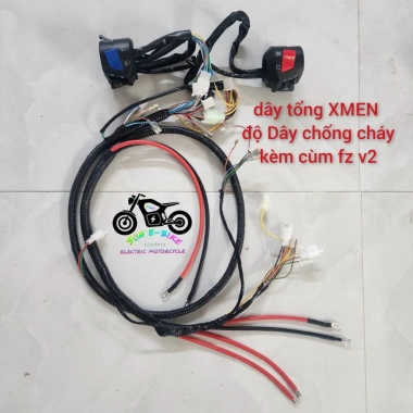 Bộ Dây Điện Tổng Xe Xmen Cùm Công Tắc FZ V2 Đấu Nối Sẵn Đổi Nguồn 12V Xe Độ/Zin - 290k