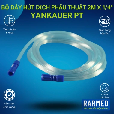 Bộ dây hút dịch phẫu thuật Yankauer PT 2m x 1/4 inch FR28 - Độ bền cao, giá ưu đãi
