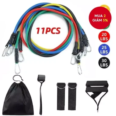 Bộ Dây Kháng Lực Toàn Thân Ống Đàn Hồi TPE, Tay Cầm, Dây Đeo Mắt Cá Chân + Túi Đựng - Tập Gym Tại Nhà 116k