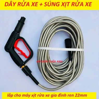 Bộ dây rửa xe 10-15-20-30M và súng xịt áp lực cao ren 22mm - Giá ưu đãi 153.000 VND