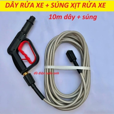 Bộ dây rửa xe 10-15-20-30M và súng xịt áp lực cao ren 22mm - Giá ưu đãi 153.000 VND 2