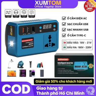 Bộ đế XUMTOM chuyển 18-21V lên 220V, ổ cắm, Pin Makita M21 4cm 250W sạc nhanh - Giá 229.400₫
