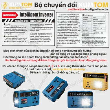 Bộ đế XUMTOM chuyển 18-21V lên 220V, ổ cắm, Pin Makita M21 4cm 250W sạc nhanh - Giá 229.400₫