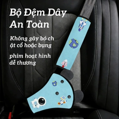 Bộ Đệm Dây An Toàn Ô Tô Bé 2 Tuổi - Chống Siết Cổ, Bảo Vệ Vai & Bụng, Mềm, Giá 179k