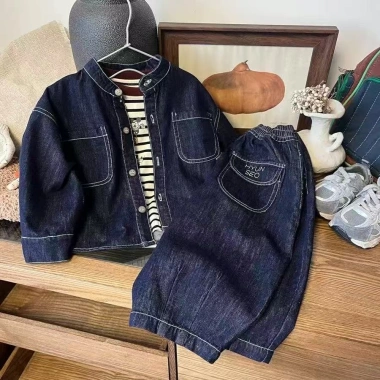 Bộ Denim Unisex 0‑6 tuổi Hàn Quốc mùa thu – Thoáng mát, chống gió, nhẹ – 354.946₫