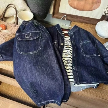 Bộ Denim Unisex 0‑6 tuổi Hàn Quốc mùa thu – Thoáng mát, chống gió, nhẹ – 354.946₫