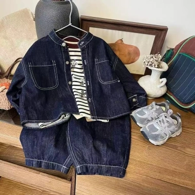 Bộ Denim Unisex 0‑6 tuổi Hàn Quốc mùa thu – Thoáng mát, chống gió, nhẹ – 354.946₫