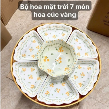 Bộ đĩa thờ cúng sứ hoa mai vàng chịu nhiệt - Set bát đĩa hoa mặt trời, giá 300.000₫ 4 Bộ đĩa thờ cúng sứ hoa mai vàng chịu nhiệt - Set bát đĩa hoa mặt trời, giá 300.000₫ 4