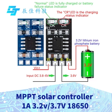 Bộ điều khiển sạc năng lượng mặt trời MPPT 1A cho pin 18.650 LiPo 3.2‑3.7V SD05CRMA Giá 41.111₫
