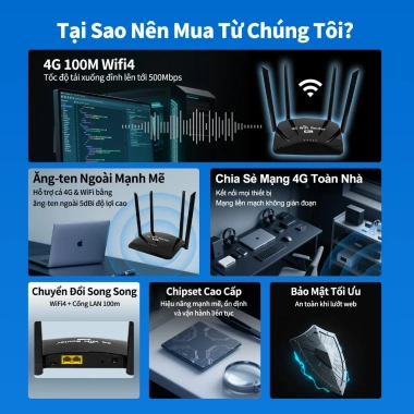 Bộ định tuyến 4G ZBTlink tín hiệu mạnh 500Mbps SIM, modem 2.4GHz, ăng-ten gia đình - Giá ưu đãi 506.456₫ 5