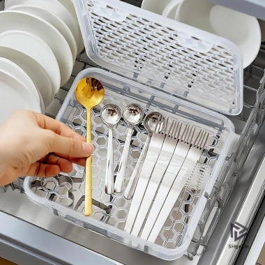 Bộ đồ ăn cụ thể đa năng cho máy rửa chén - dao, nĩa, đũa, hộp lưu trữ, làm sạch núm vú giả và thìa hai mặt - MỚI