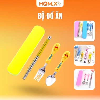 Bộ đồ ăn Homix nhỏ gọn, thiết kế dễ thương cho trẻ tự tập ăn ở nhà và trường học - giá chỉ 46.750 VND