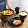 Bộ Đồ Ăn Ngoài Trời 3 Cái NLINNI: Dao, Kéo, Đĩa Nhựa Đen Sọc Dọc Chống Rơi, Bát & Cốc Thân Thiện - Giá 59.400₫ 9