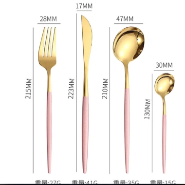 Bộ Đồ Ăn Thép Không Gỉ Cặp Đôi Hộ Gia Đình Dao Kéo Thìa Đũa Giá Trị Cao Bồ Đào Nha Thìa Tròn Vàng Món Tráng Miệng