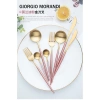 Bộ Đồ Ăn Thép Không Gỉ Cặp Đôi Hộ Gia Đình Dao Kéo Thìa Đũa Giá Trị Cao Bồ Đào Nha Thìa Tròn Vàng Món Tráng Miệng 6