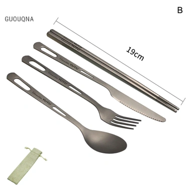 Bộ Đồ Ăn Titan Guouqna cho Gia Đình - Đũa Nĩa Thìa Bền, Thiết Kế Mờ, Giá 88.000₫ 9