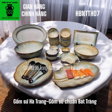 Bộ đồ ăn tự chọn gốm sứ Bát Tràng không chì, men hỏa biến ngọc trai – 90.000₫
