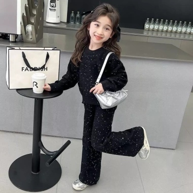 Bộ đồ áo nỉ bé gái hai mảnh phong cách Hàn Quốc và Tây, sequins mới - 228k 7